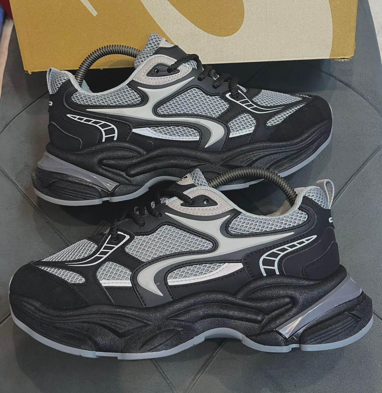 Men’s Black & Grey Chunky Mesh Sneakers Men’s Black & Grey Chunky Mesh Sneakers