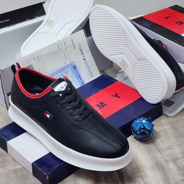 Men’s Black Leather Cupsole Sneakers