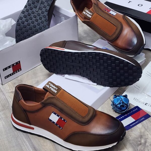 Men’s Brown Leather Slip-On Sneakers