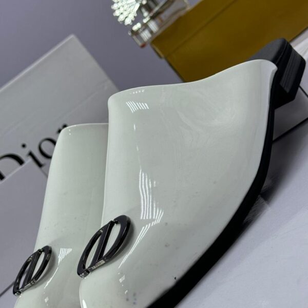 Men’s White Glossy Mule Shoes
