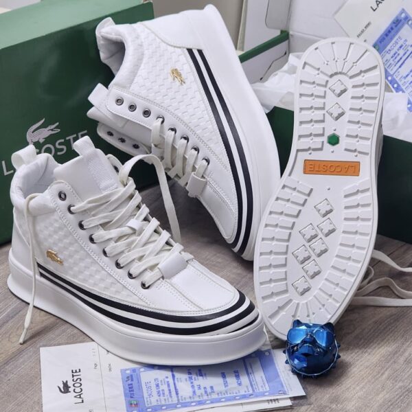 Men’s White High-Top Sneakers with Black Stripe Detail