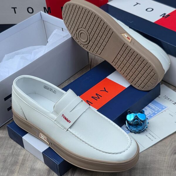 Men’s White Loafers with Brown Sole