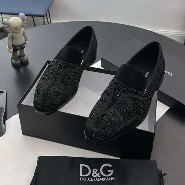Piergitar Black Velvet Crystal Loafers