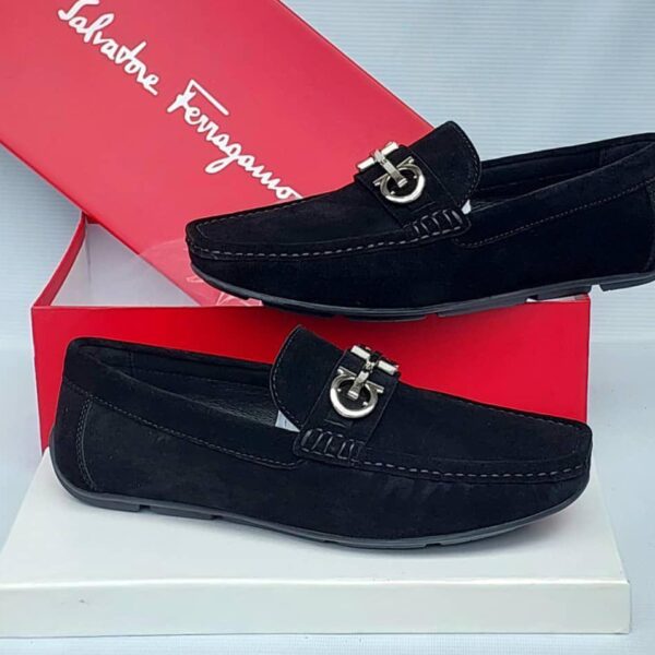 Salvatore Ferragamo Black Suede Loafers