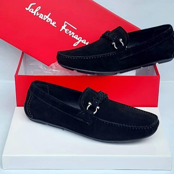 Salvatore Ferragamo Black Suede Loafers