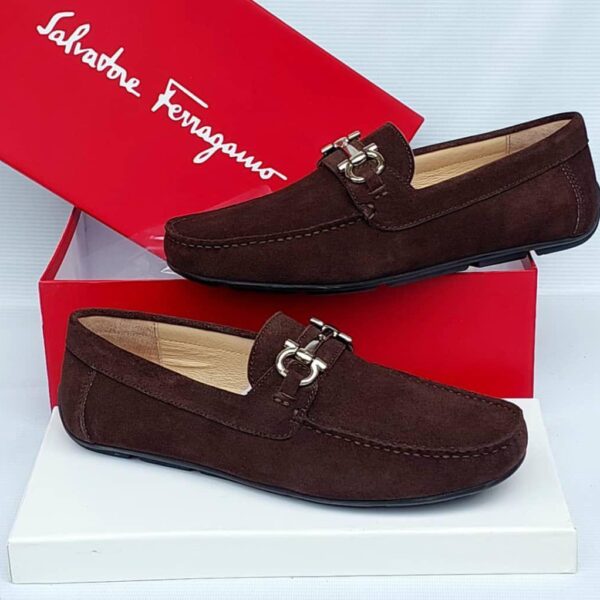 Salvatore Ferragamo Brown Suede Gancini Loafers