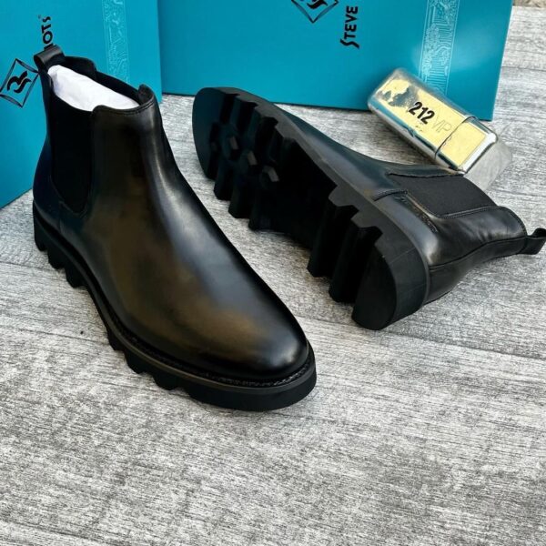 Steve Riots Black Leather Chelsea Boots