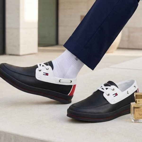 Tommy Hilfiger Black and White Boat Shoes