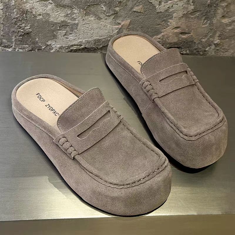 WhatsApp Image 2026-05-06 at 7.42.57 AM (1) FDCP ZYDPXC Suede Penny Mules – 'Stone Grey' Textured Slip-Ons - Image 1
