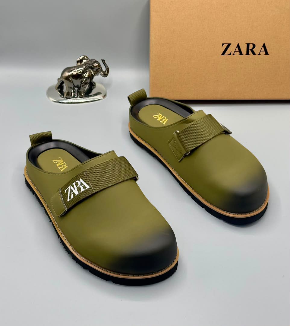 Men’s Olive Green Mule Clogs with Branded Strap Men’s Olive Green Mule Clogs with Branded Strap