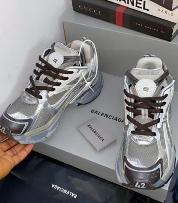Runner Sneakers in Silver & Grey