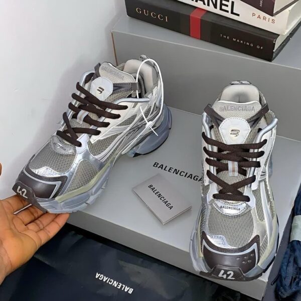 Runner Sneakers in Silver & Grey