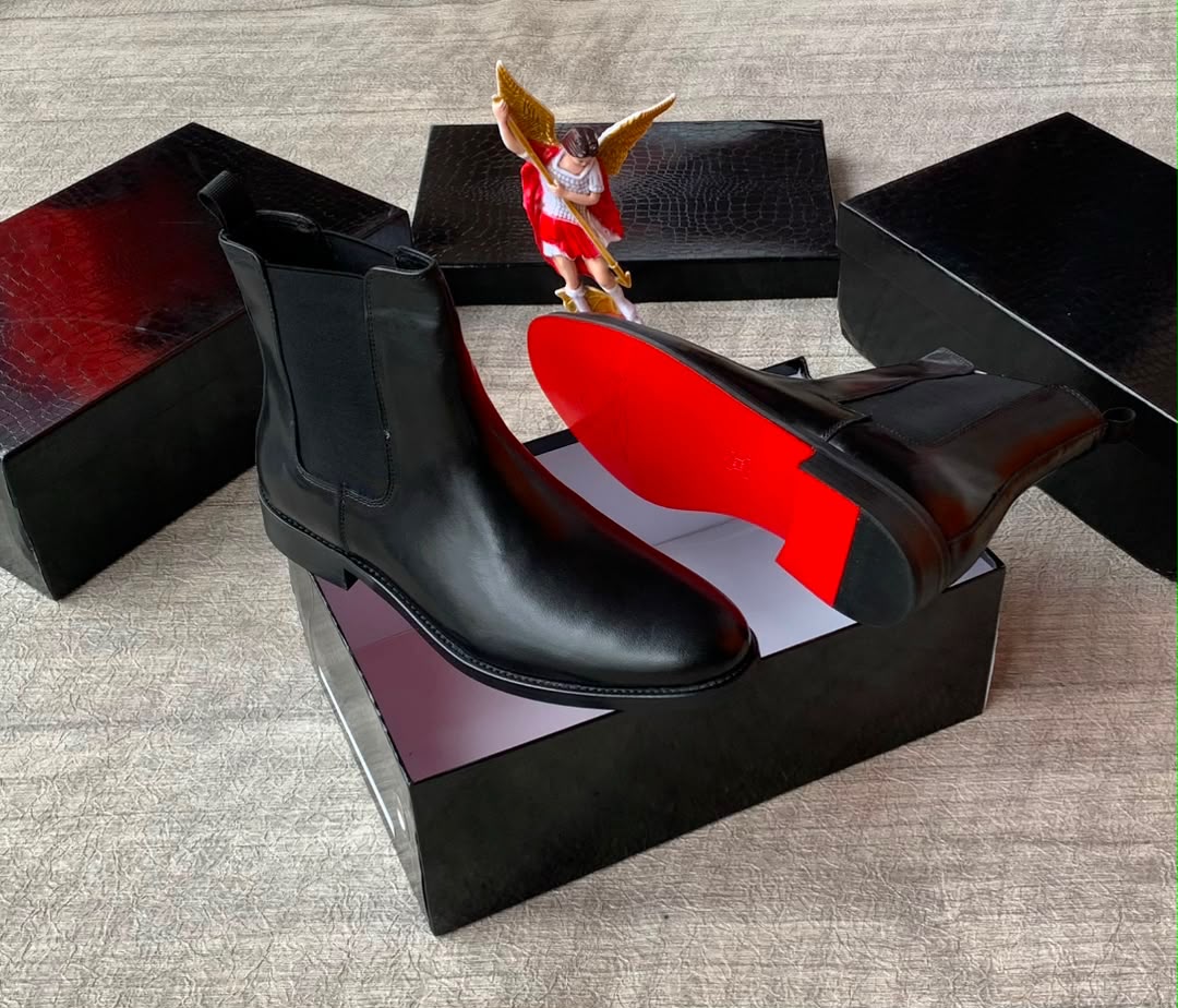 Christian Louboutin Samson Men’s Black Leather Boots Christian Louboutin Samson Men’s Black Leather Boots
