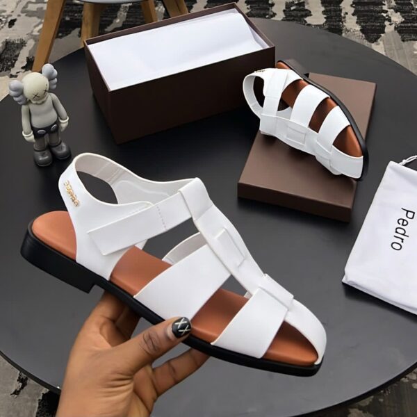 Pedro Men’s White Leather Sandals