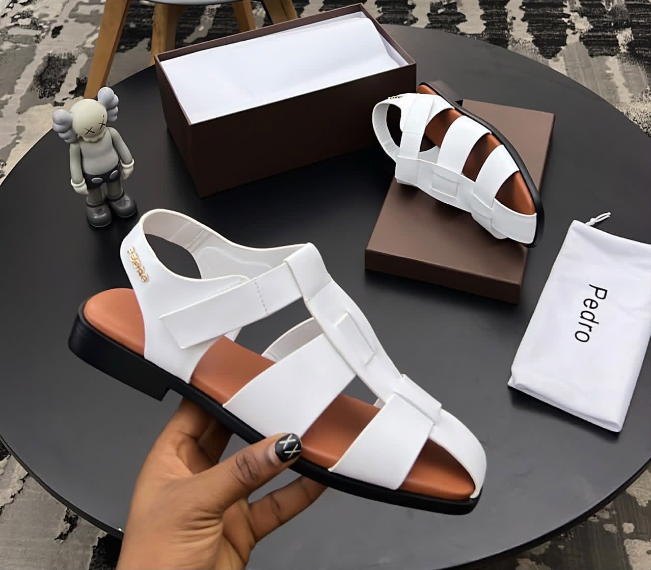 Pedro Men’s White Leather Sandals Pedro Men’s White Leather Sandals