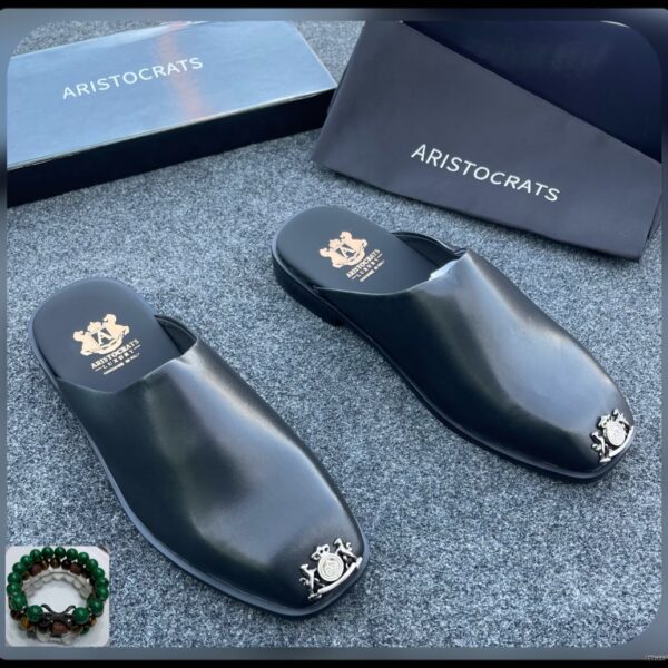 Aristocrats Luxury Black Italian Leather Half Shoes