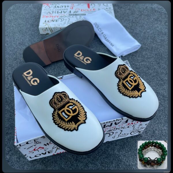 Dolce Gabbana White Luxury Slip On Half Shoes]
