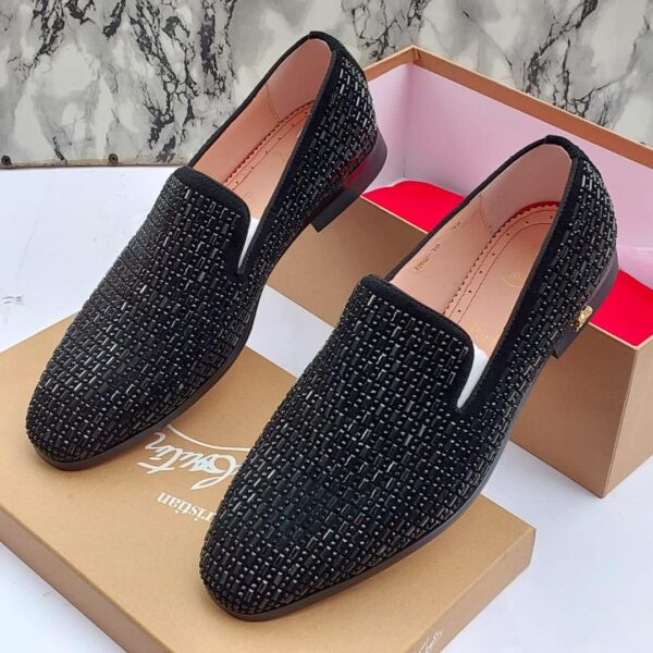 Erphpre Paul Mens Black Studded Rhinestone Dress Loafers