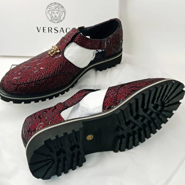 Gold Medusa Head Emblem Luxury Footwear