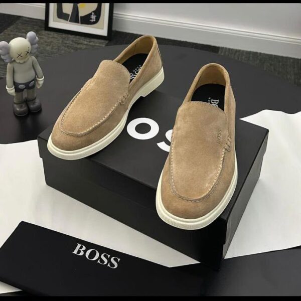 Hugo Boss Mens Beige Suede Slip On Loafers