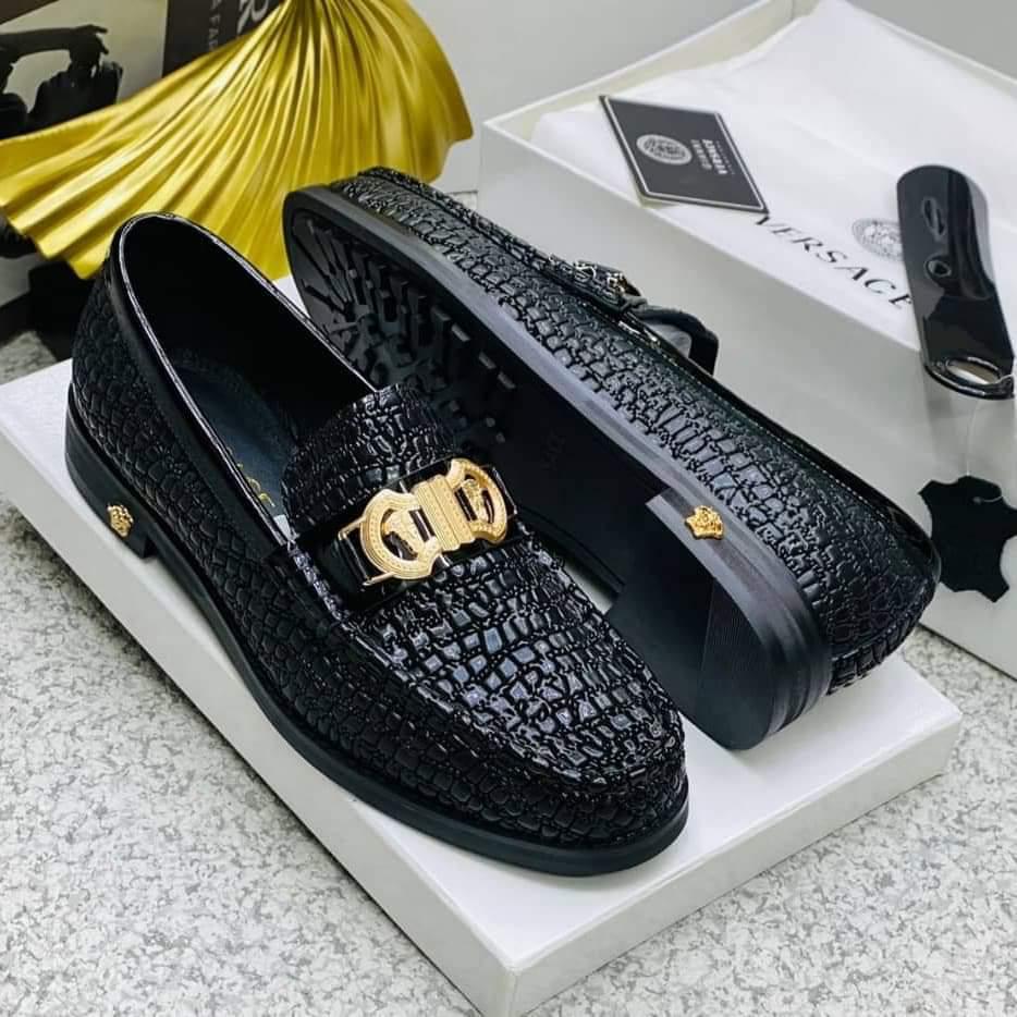 Mens Black Crocodile Embossed Leather Shoes Mens Black Crocodile Embossed Leather Shoes