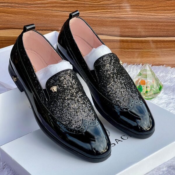 Mens Black Glossy Loafers