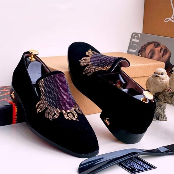 Mens Black Velvet Loafers