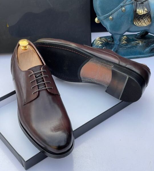 Mens Brown Leather Derby Shoes