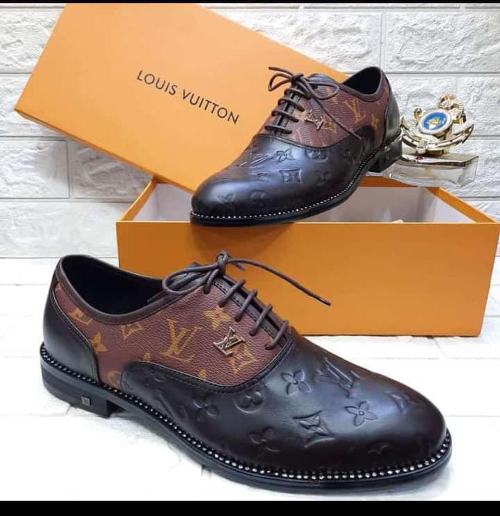 Mens Brown Monogram Leather Oxford Shoes Mens Brown Monogram Leather Oxford Shoes