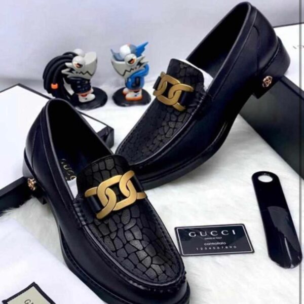 Mens Croc Embossed Leather Loafers