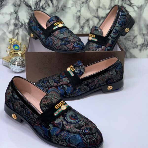 Mens Multicoloured Jacquard Pattern Loafers