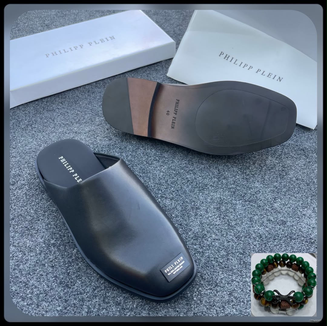 Philipp Plein Black Leather Square Toe Mules 1 Philipp Plein Black Leather Square Toe Mules 1