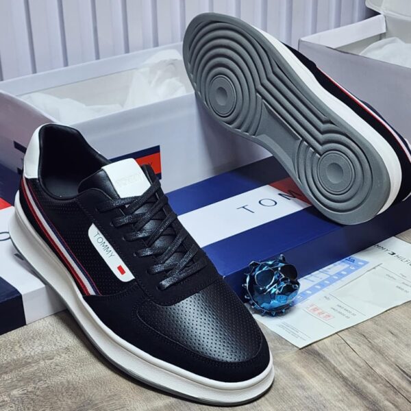 Tommy Hilfiger Black and White Low Top Casual Sneakers