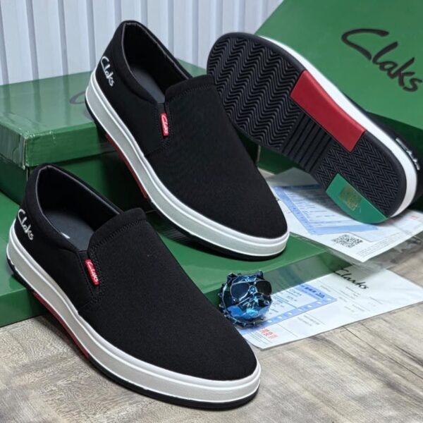 Claks Black Slip On Casual Canvas Shoes(Black)