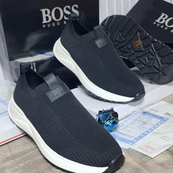BOSS Black Knit Slip On Sneakers