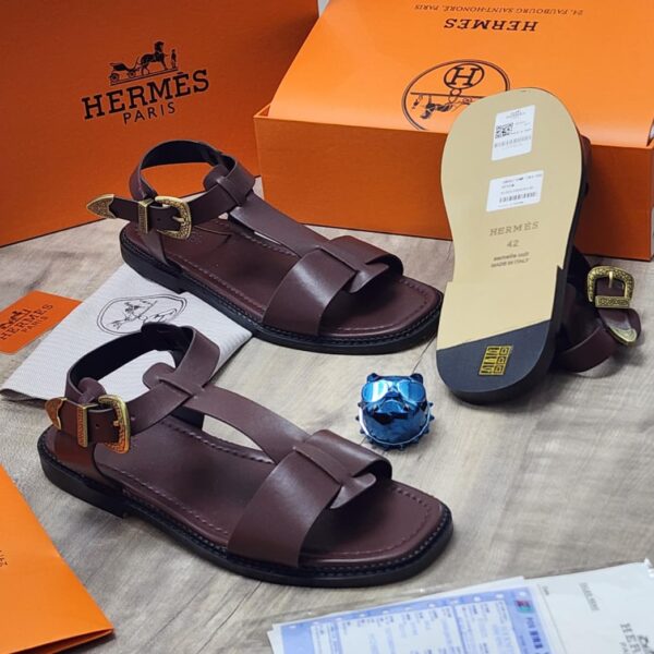 Brown Leather Flat Sandals