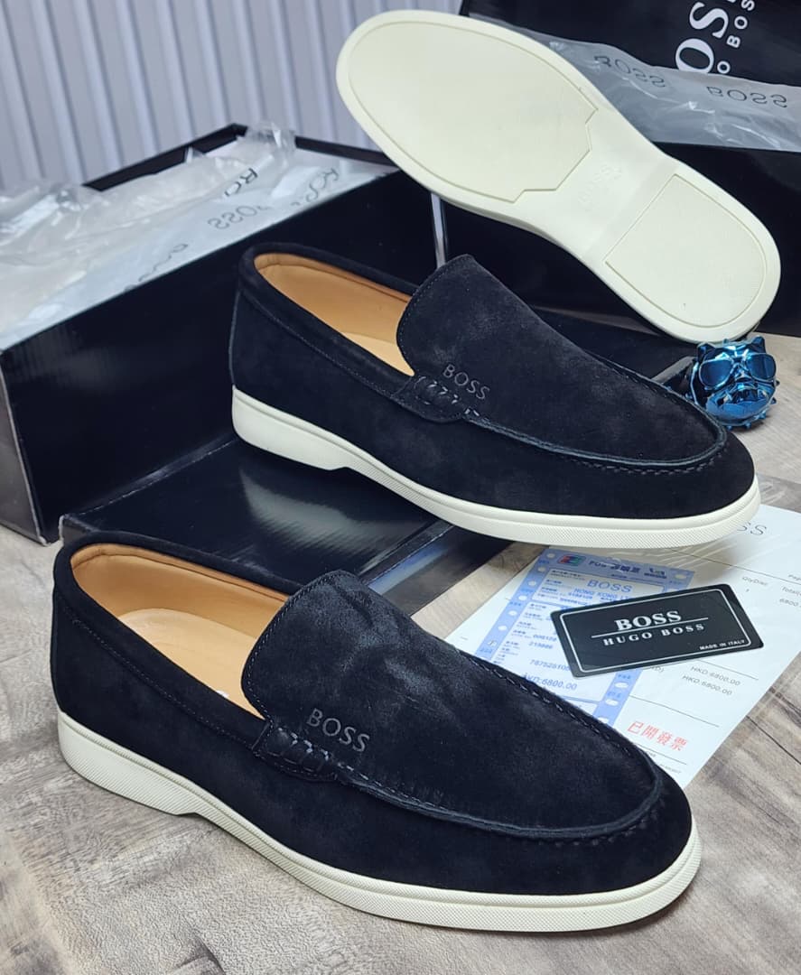 Hugo Boss Black Suede Slip On Casual Loafers Hugo Boss Black Suede Slip On Casual Loafers