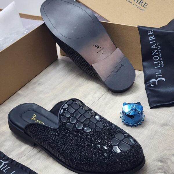 Billionaire Black Leather Half Shoes