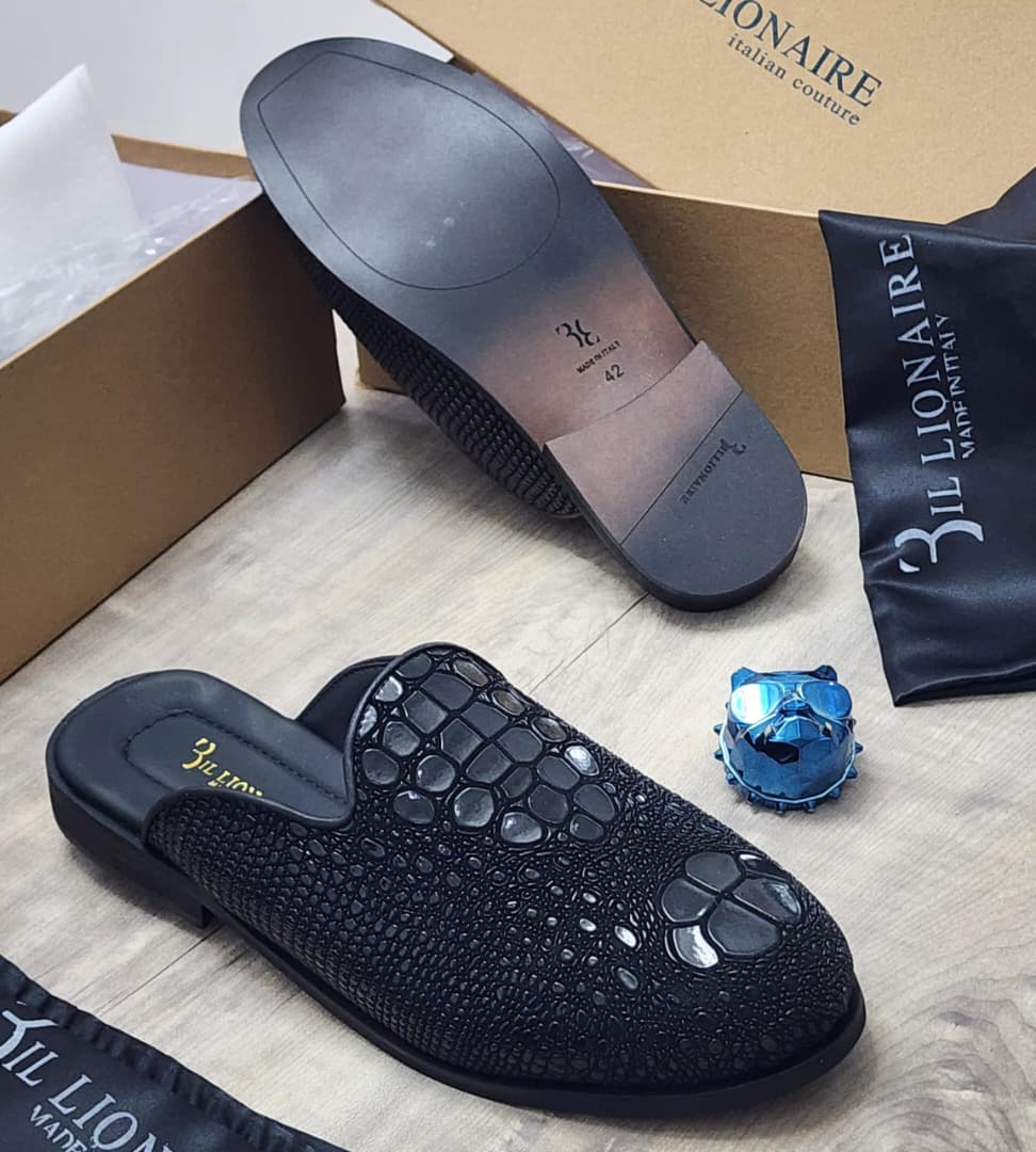 Billionaire Black Leather Half Shoes Billionaire Black Leather Half Shoes