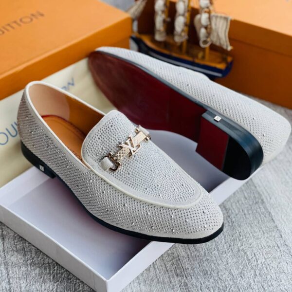 White Crystal Embellished Loafers