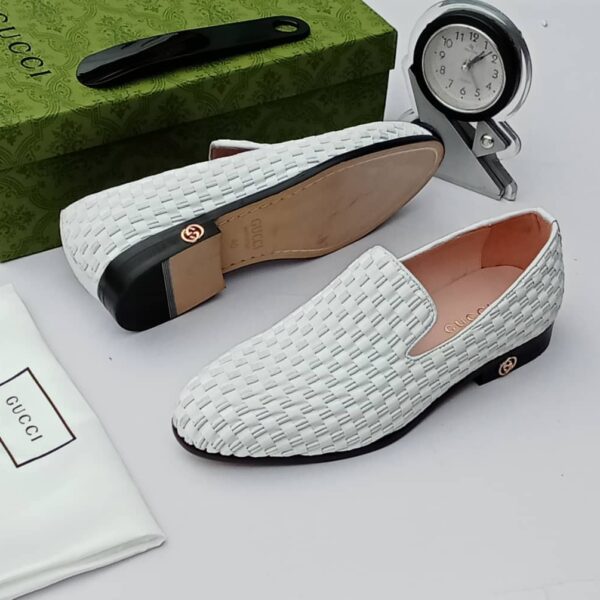 White Woven Mens Slip On Loafers