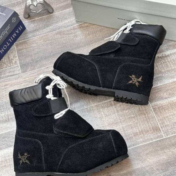 FVVO and BLACK8MOB Black Cowhide Snow Boots