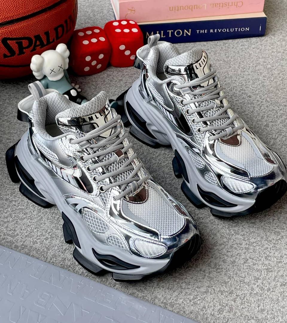 Metallic Silver Chunky Sneakers Metallic Silver Chunky Sneakers