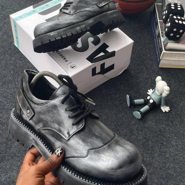 Black Color Washed Chunky Platform