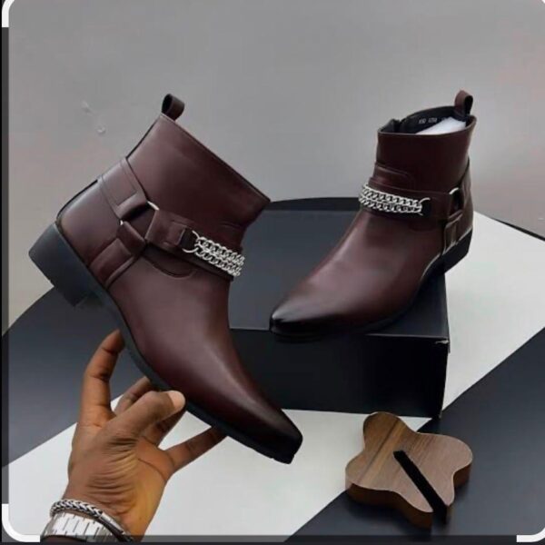 Brown Leather Mens Ankle Boots