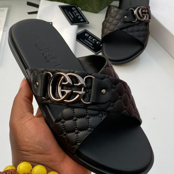 Gucci Black Quilted Leather Slide Sandals