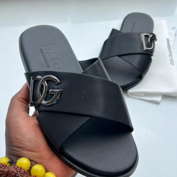 Dolce and Gabbana Black Calfskin Crossover Sandals
