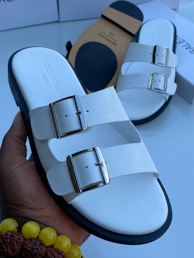 White Double Strap Slide Sandals White Double Strap Slide Sandals