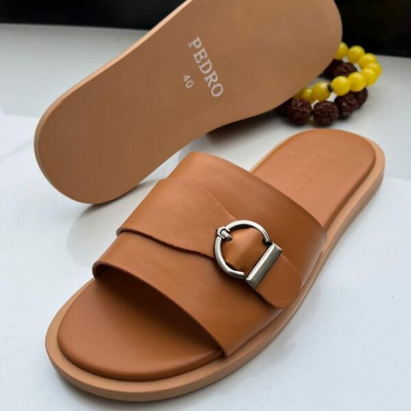 Pedro Tan Leather Slip On Sandals