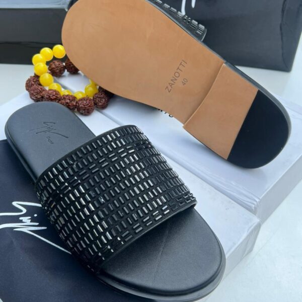 Giuseppe Zanotti Black Woven Slip On Sandals